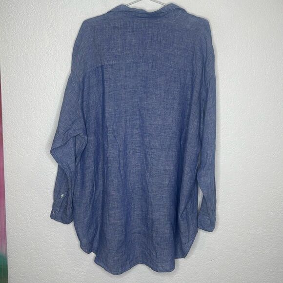 New Frank & Eileen MacKenzie One Size Shirt in Famous Blue Lived-In Linen - Picture 7 of 13